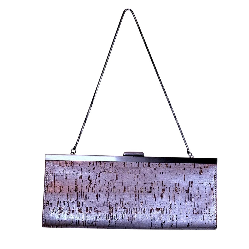 Banana Republic Silver Cork Clutch Chain Strap‎ Evening Bag